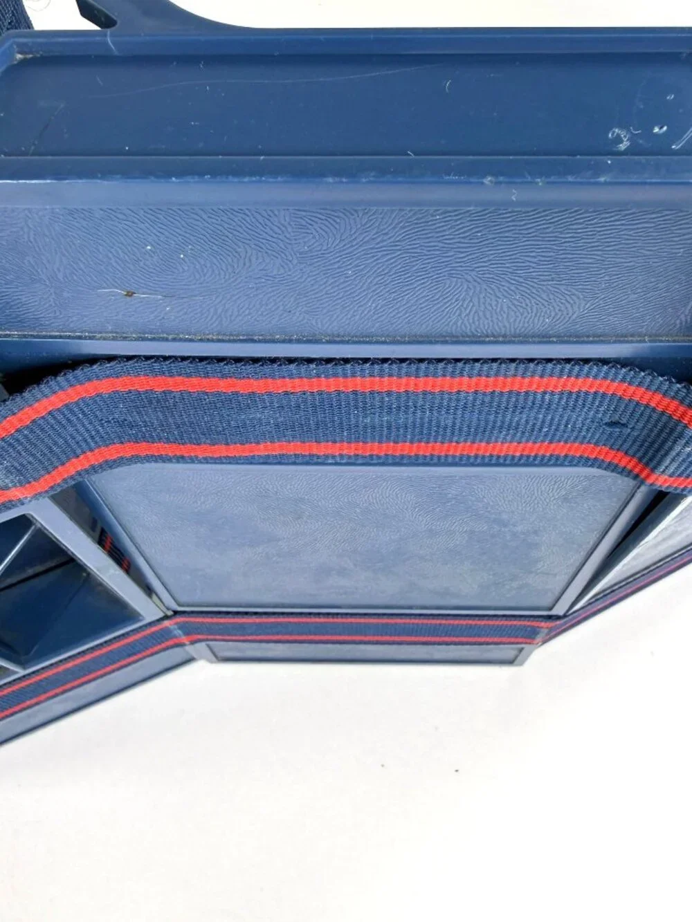 1990's Rolykit Blue Roll Up Storage Box Craft Case Jewelry Sewing Fishing Tools